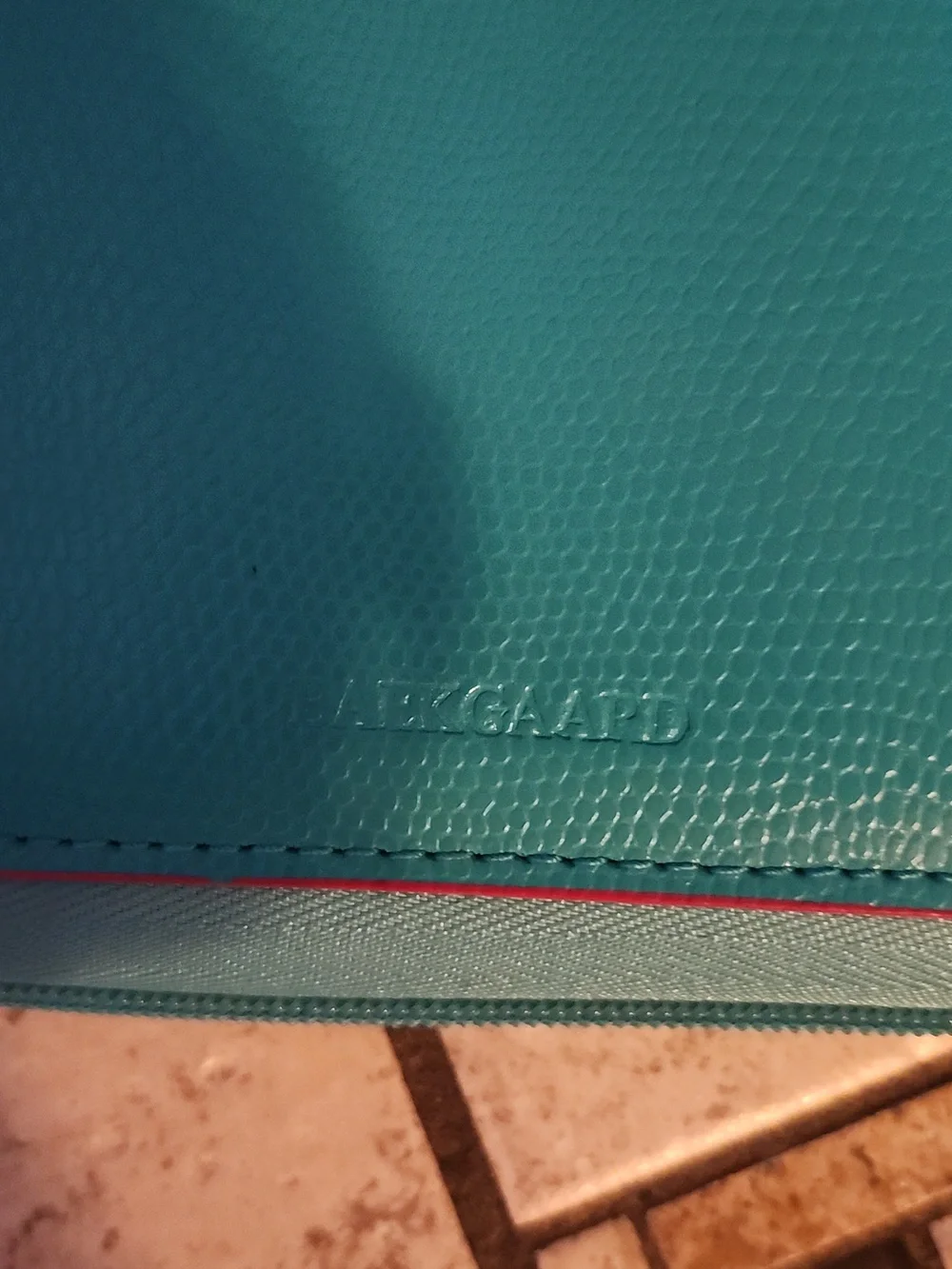 Baekgaard Teal Croc Embossed Leather Zipper Binder